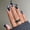 black marble, variant on Colorful French Tip Press on Nails - Medium Almond Fake Nails with 3D Flower Ocean Designs, Glossy Finished Reusable False Nails with Adhesive Glue Tabs - 24Pcs Nail Kit for Women Manicure