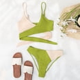 thumbnail image 5 of Gibobby Conjunto de Bikini para Mujer Color grueso a juego sólido Cruz Sexy Bikini mujeres traje de baño Correa cintura traje de baño Tankinis conjunto(Verde,G), 5 of 5