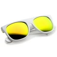 thumbnail image 5 of zeroUV Unisex Modern Super Flat-Top Wide Temple Colored Mirror Lens Horn Rimmed Sunglasses 55mm (Shiny White / Yellow Mirror) - 55mm, 5 of 5