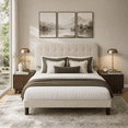 thumbnail image 2 of 4-Piece Bedroom Furniture Set, Queen Upholstered Bed Frame with Adjustable Headboard, Smart Nightstand with Charging Station & RGB LED Lights, 4-Drawer Dresser & 7-Drawer Chest Set, White & Beige, 2 of 13