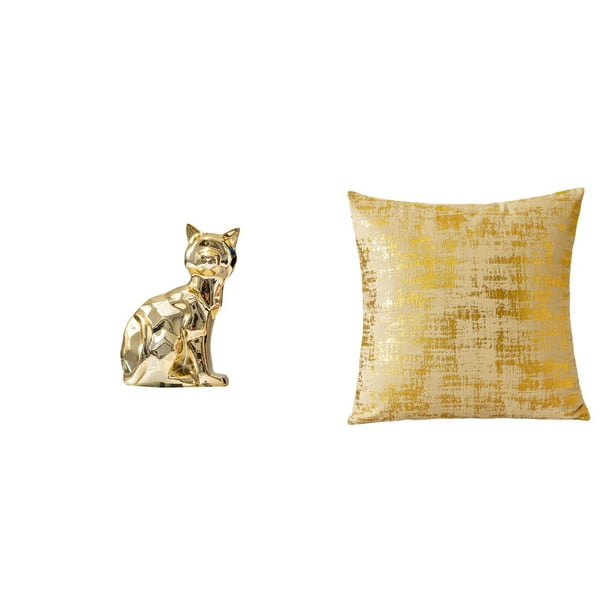 Elegante funda de cojín con forma de gato para sala de estar o sofá. Decoración artística de animales para chimenea y oficina.