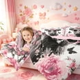 thumbnail image 3 of meiyoeat Farm Highland Cow Twin Comforter Sets,Countryside Floral Blossom Bedding Set,Pink Reversible,2-Piece,1 Comforter and 1 Pillowcase, 3 of 7