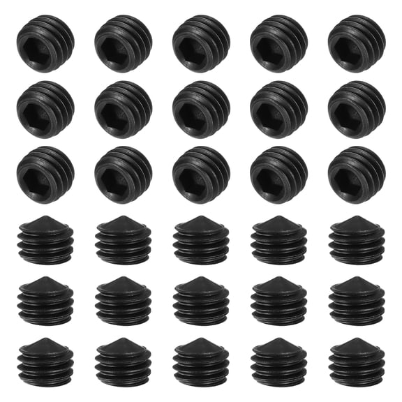 60 Pcs M8x6mm Set Screws, Carbon Steel Cone Point Hex Socket Grub Screw