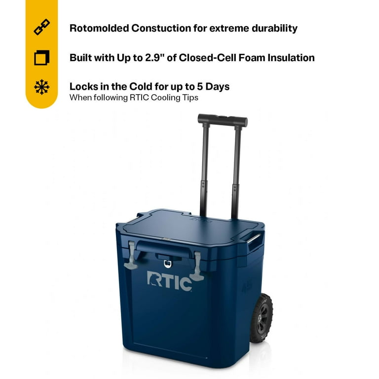 RTIC 45 QT Heavy-Duty Wheeled Cooler, Ultra-Tough Hard-Sided RTIC 45 QT Heavy-Duty Wheeled Cooler, Ultra-Tough Hard-Sided