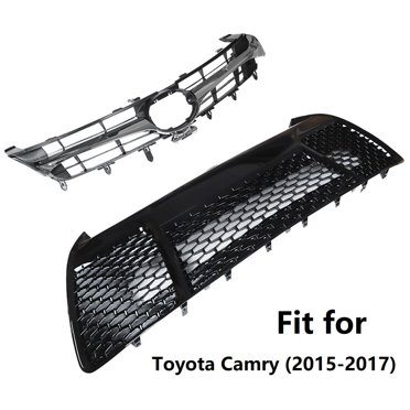 Shiny Front Upper Grille For 2015-2017 Toyota Camry LE XLE SE XSE – Black & Chrome, Direct Fit