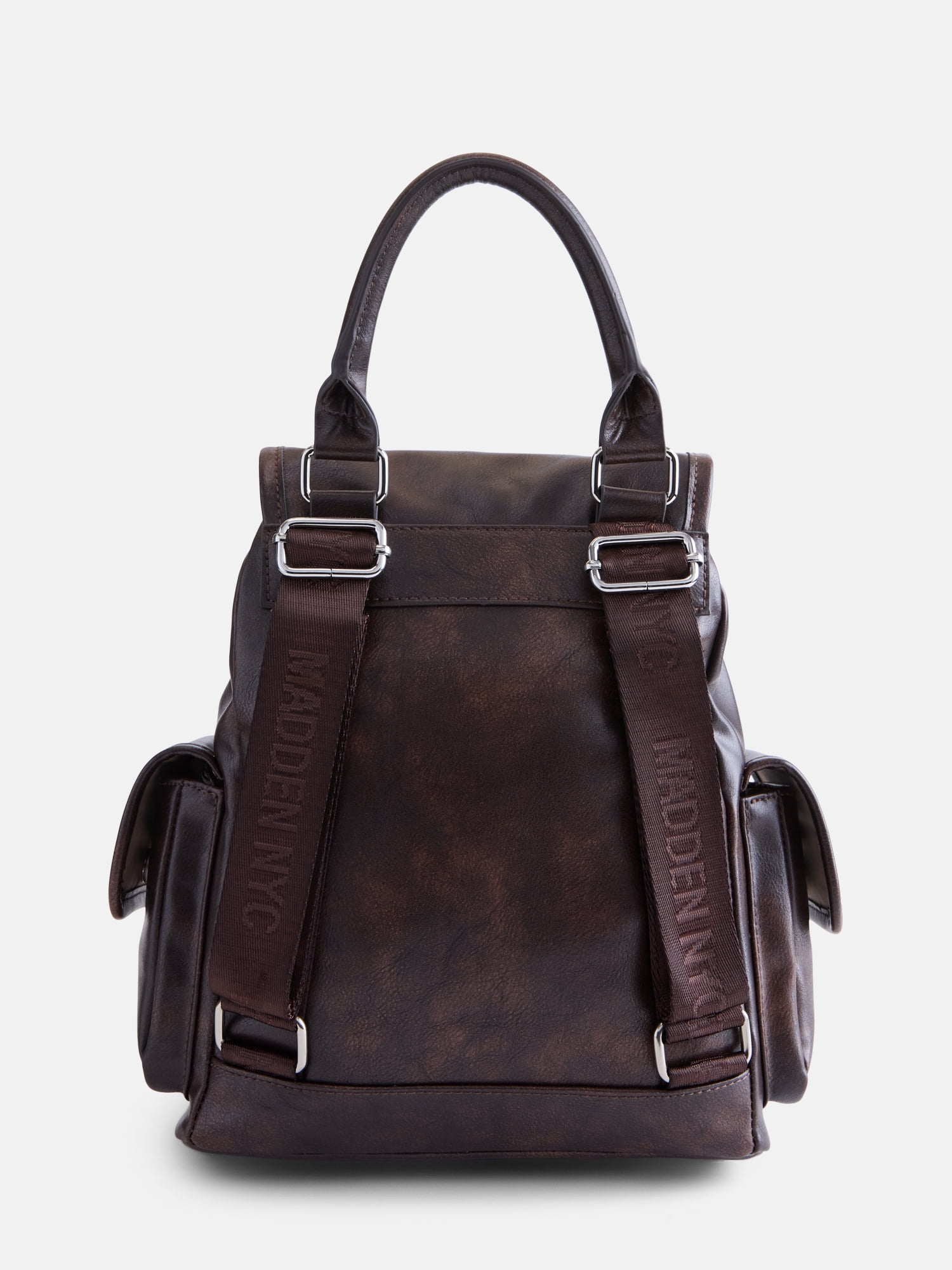 Madden NYC Women's Buckle Flap Backpack, Brown