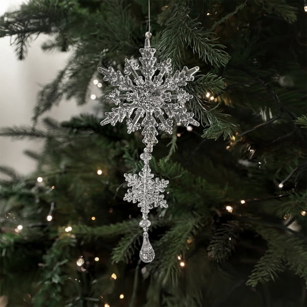 Colgantes De Plástico Adornos de copos de nieve de plástico blanco para árbol de Navidad y decoración de ventanas, 28,5 Rkxzt