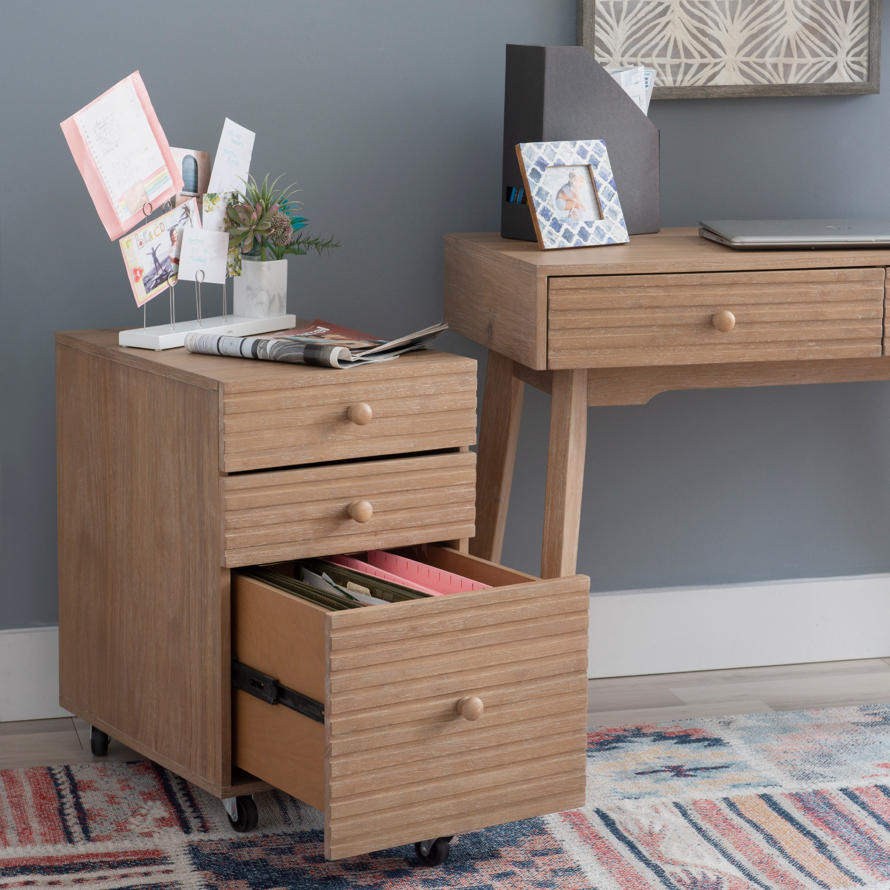 Powell Nixon 3-Drawer File Cabinet, Natural