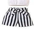 thumbnail image 2 of Toddler Girl Summer Outfits Set  Short Sleeve Button Down Crop Top Striped Shorts with Belt MHX, 2 of 5