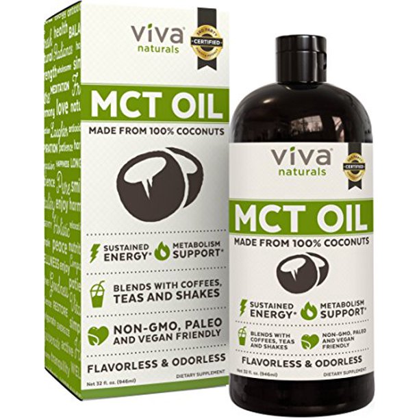 Viva Naturals NonGMO Pure Coconut MCT Oil (32 fl oz) Gluten Free