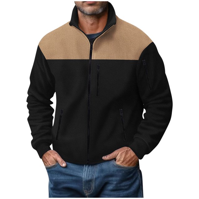 pstuiky camisetas de manga larga para hombre, Camisa de manga larga con cuello alto, botones y bolsillos laterales para hombre camisetas de hombre s