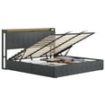 thumbnail image 1 of Cadre de Lit avec Rangement Relevable, Lit Plateforme Hydraulique Rembourré en Velours avec Tête de Lit de Rangement, Lattes en Bois Robustes, Aucun Sommier Requis, 1 of 10