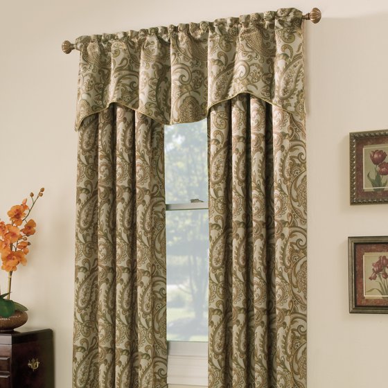 Bali Printed Lined Scalloped Valance with Cording