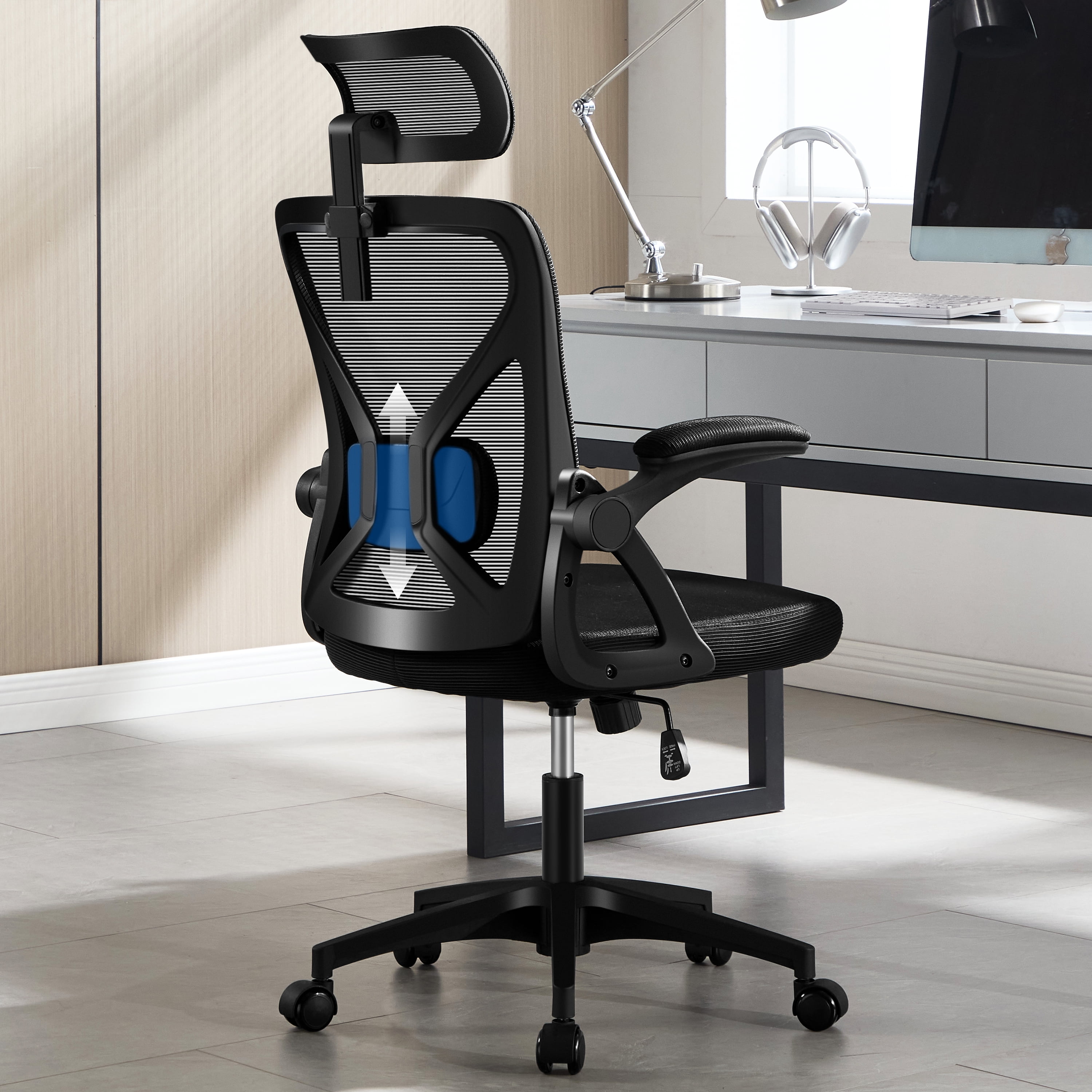 Nexthro Office Chair,Ergonomic Desk Chair with Adjustable Lumbar Support,400 Lbs Mesh Computer Chair High Back with Headrest for Home Office (Black)