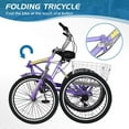 thumbnail image 4 of 20" Folding Tricycle for Adults Seniors with Big Basket, 7 Speed Low-Step Through Frame 3 Wheel Bikes Suitable for Women, Men for Cycling, Shopping, Exercise, Support up to 450 LBS, 4 of 9