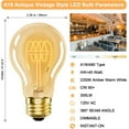 thumbnail image 2 of A19 Vinta LED Edison s 40 Watt, 4-Pack Dimmable A19 4W 2200K Amber Warm s, E26 Base, 4W Equal 40 Watt Incandescent Bulbs, Decorative Antique Spiral LED Bulb, 300LM, 2 of 5