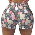 thumbnail image 2 of Daiia Llamas Pattern Women's Workout Shorts Biker Shorts - High Waisted Workout Spandex Tummy Control Gym Running Yoga Shorts-X-Large, 2 of 8