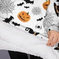 thumbnail image 3 of Oversized Wearable Blanket Hoodie,Halloween Witch Hats Pumpkins and Spider Webs Sherpa Blanket Hoodie with Super Pockets,Super Warm Fuzzy Pullover for Women & Men, 3 of 6