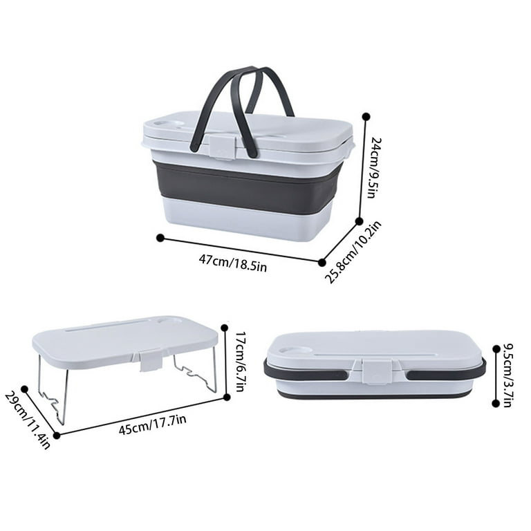 Used Multifunctional Basket Camping Box Lid Portable Foldable Folding To Be Storage Easy As And Table Outdoor Camping Box Picnic Carton Packaging The Small Be A Can Can Carry, Used