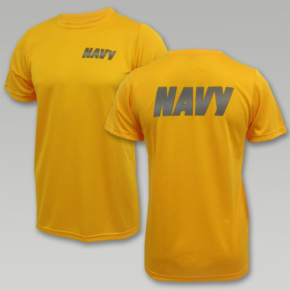 Genuine Issue Authentic US Navy Originals Gold PT Shirt with Navy