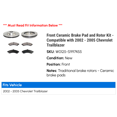 thumbnail image 2 of Front Brake Semi-Metallic Pad and Rotor Kit - Compatible with 2002 - 2005 Chevy Trailblazer 2003 2004, 2 of 2