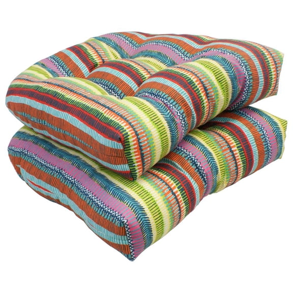 Blazing Needles 93184-2CH-JO17-03 19 in. U-Shaped Dining Chair Cushions, Baranquilla Sky - Set of 2