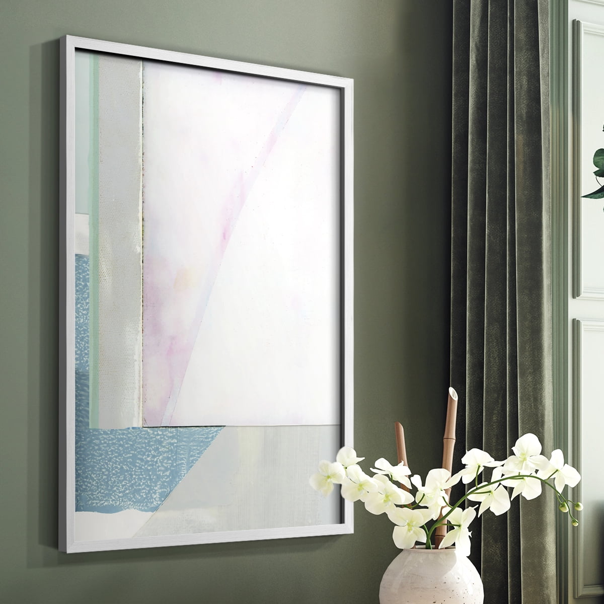 Couturier III Framed Print in White Solid Wood Framed Print No Nail Hanging