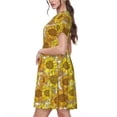 thumbnail image 2 of Logiee Sunflowers1 Print Womens Summer Dress,Casual Short Sleeve Sundresses,Beach A-line Shift Dress with Pockets, 2 of 6
