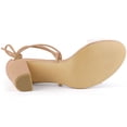 thumbnail image 3 of BLISSFUL STEP Women's Shoes Clear Strap Lace Up Open Toe Chunky Heel Dress Sandals Nude 8.5, 3 of 7