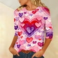 thumbnail image 4 of Xuyuer Womens Valentine T Shirts Love Heart Printed Graphic Tee Tops Spring Shirts Halloween Round Neck 3/4 Length Sleeve Graphic Tee Tops Fashion Casual Printed T-Shirt Top, 4 of 6