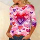 thumbnail image 4 of Xuyuer Womens Valentine T Shirts Love Heart Printed Graphic Tee Tops Spring Shirts Halloween Round Neck 3/4 Length Sleeve Graphic Tee Tops Fashion Casual Printed T-Shirt Top, 4 of 6