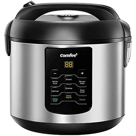 

COMFEE Rice Cooker 6-in-1 Stainless Steel Multi Cooker Slow Cooker Steamer Saute and Warmer 2 QT 8 Cups Cooked(4 Cups Uncooked) Brown Rice Quinoa and Oatmeal 6 One-Touch Programs