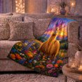 thumbnail image 6 of Vibrant Sunset Llama Wildflower Meadow, Peaceful Mountain Lake Scene, Warm Flannel Blanket for Cabin and Lodge with Detailed Artwork, Outdoor Lovers Camping Gift, Rustic Home Decor, 6 of 9