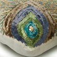 thumbnail image 2 of The HomeCentric Throw Pillow Cover, Ivory Decorative Pillowcase Pack of 2, 16x16 inch art deco pillow, Silk Throw Pillows For Couch, Birds, Peacock, Beaded, Zippered Pillow - Peacock Beauty, 2 of 3