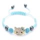 thumbnail image 1 of Pulsera Shambhala tejida con bolas de diamantes y arcilla suave con forma de cabeza de gato y cristal, 1 of 1