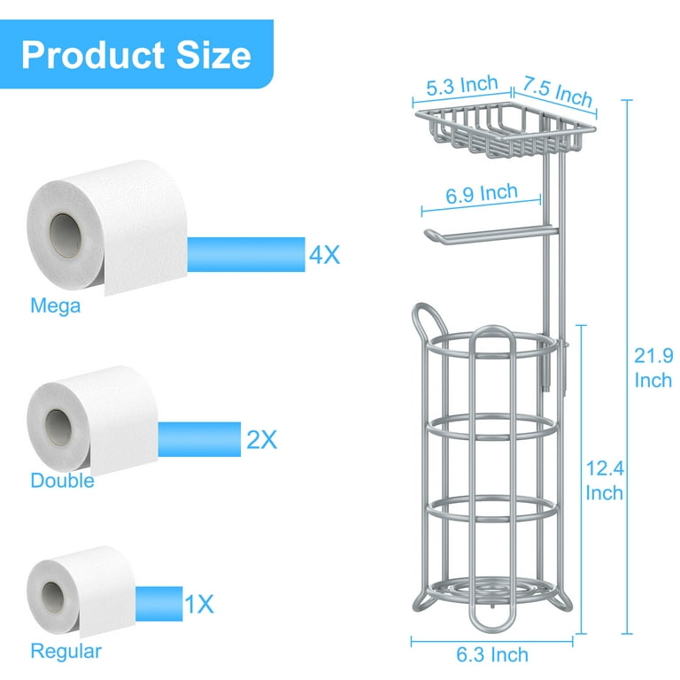 stusgo 3-in-1 Toilet Paper Holder Free Standing, Portable Stainless Steel  Bathroom Toilet Paper Roll Holder Stand, Toilet Roll Holder with Shelf for  Place Cell Phone/Wipe and More (Silver Grey) 