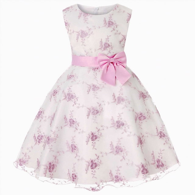NIEWTR Robe pour Tout-Petites Fille Petite Fille Mignonne à Imprimé Sans Manches Robe d'Été Séchage Rapide Robe pour Voyages d'Été (Rose, 3-4 Ans)