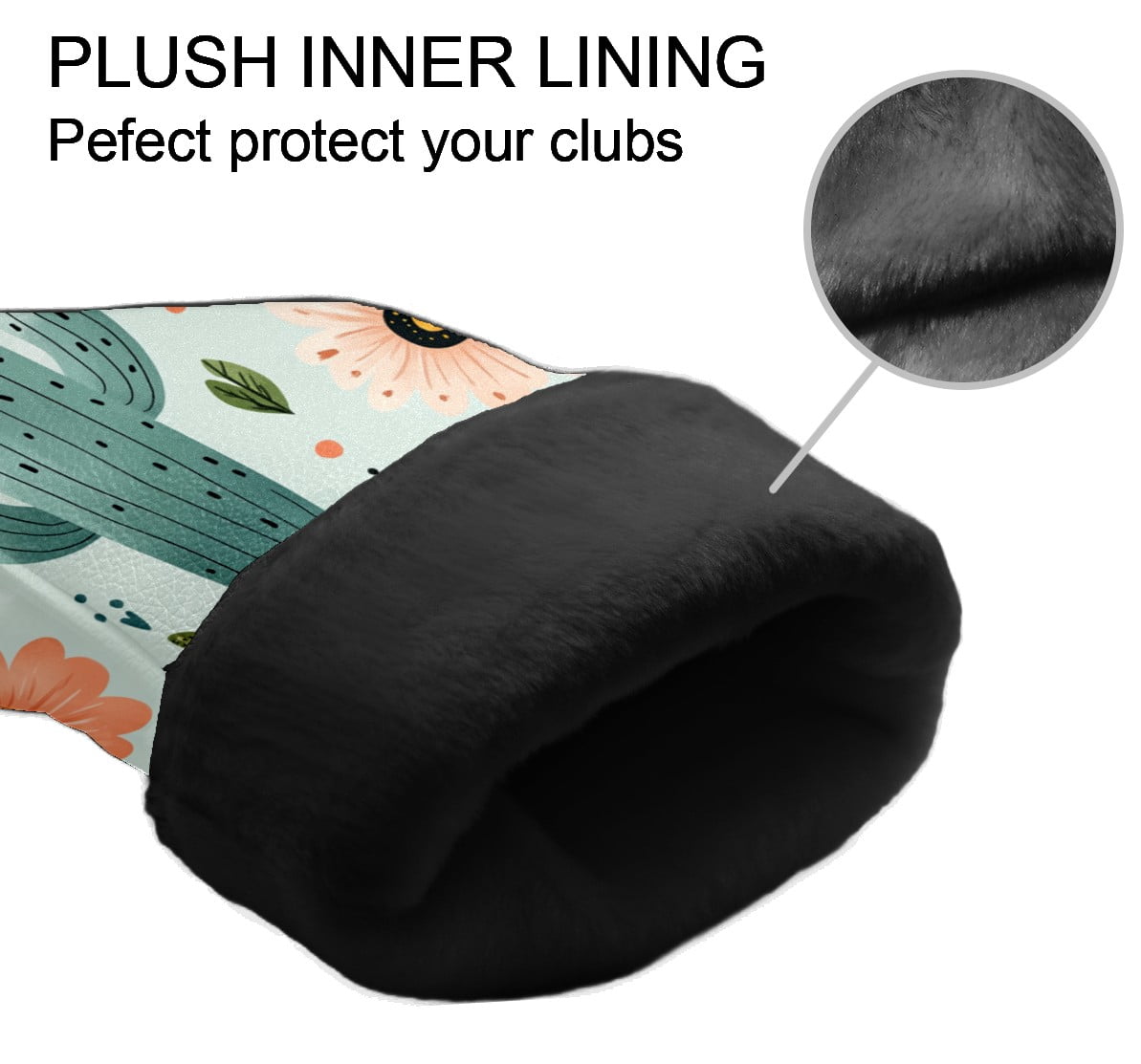 Golf Club Covers PU Leather Waterproof Head Covers for Fairway Woods Hybrids Cute Cactus