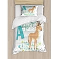 thumbnail image 1 of Antelope Duvet Cover Set Twin Size, Zoo Alphabet Themed Floral Graphic of Animal and Typographic Elements, Decorative 2 Piece Bedding Set with 1 Pillow Sham, Multicolor, by Ambesonne, 1 of 3