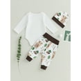 thumbnail image 4 of Bagilaanoe 3pcs Newborn Baby Boys Long Pants Set Letter Print Long Sleeve Romper Tops + Leggings + Hat 3M 6M 12M 18M Infant Casual Outfits, 4 of 8