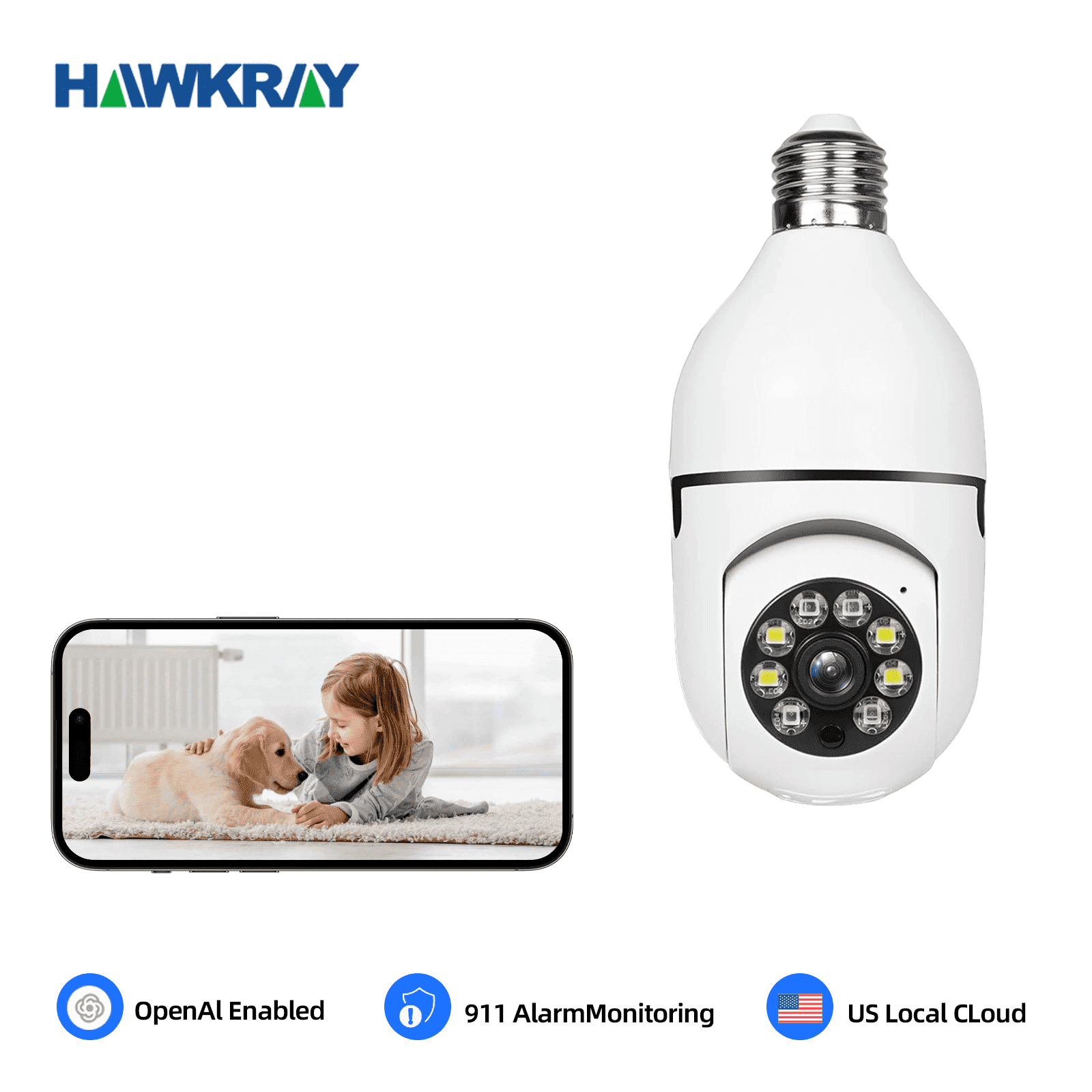 2-Pack Light Socket Security Cameras - Wireless WiFi Bulb Cams With Color Night Vision