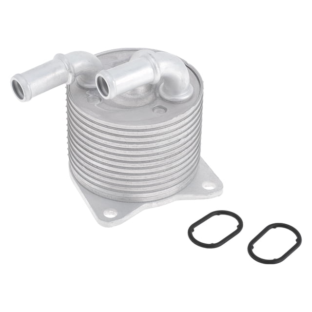 Enfriador de aceite del motor Unique Bargains para PEUGEOT 3008 2016-2019, enfriador de aceite de transmisión con juntas de anillo No.9824606980, aleación de aluminio, tono plateado, 1 juego