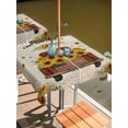 thumbnail image 2 of Outdoor Tablecloths with Umbrella Hole & Zipper, Vintage Sunflower Truck 54x54 Inch Square Tablecloths, Summer Botanical Pastoral Retro Art Waterproof Table Cloth, Patio/Pool/Picnic Table Covers, 2 of 8