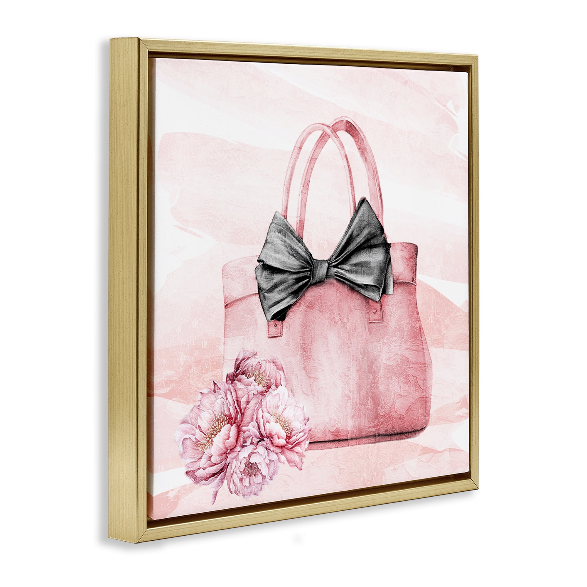 Stupell Industries Blush Glam Time Bag Gold Framed Floater Canvas Wall Art, design by Kim Allen