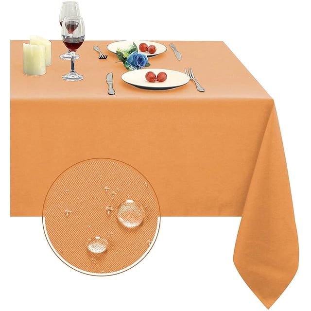 LAICAIW Nappe Rectangulaire 210 G/m2 - Nappe en Microfibre Robuste Résistante à l'Eau, Housse de Table Décorative pour Usage Extérieur et Intérieur (Orange, 60 x 60 Pouces)