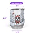 thumbnail image 5 of Playful Boston Terrier Welcomes Winter Snowy Day with Cardinal Bird 12oz Stainless Steel Wine Tumbler Insulated Cup with Lid Gentleman Dog Lover Gifts - 2017, 5 of 5