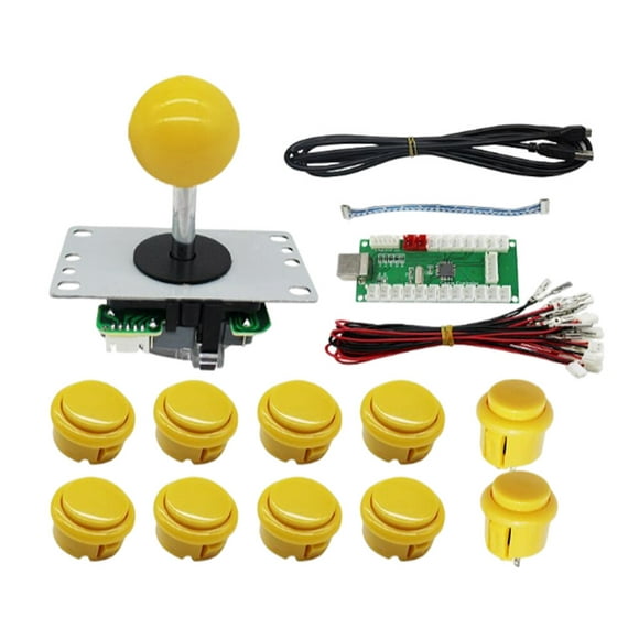 Maoww Arcade Joystick Replaced Part Gaming Buttons Compact Size DIY Prop Sensitivity Upgraded Fittings Craftsmanship Fighting Sticks Yellow
