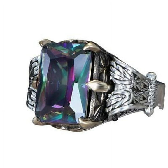 Roarsilver Mystic Topaz Silver Ring-Mens Handmade Ring-Men's Rings-Gift for Him and Her-925 Rings for Men-Handmade Mystic Topaz Ring-Men's Topaz Ring | 5