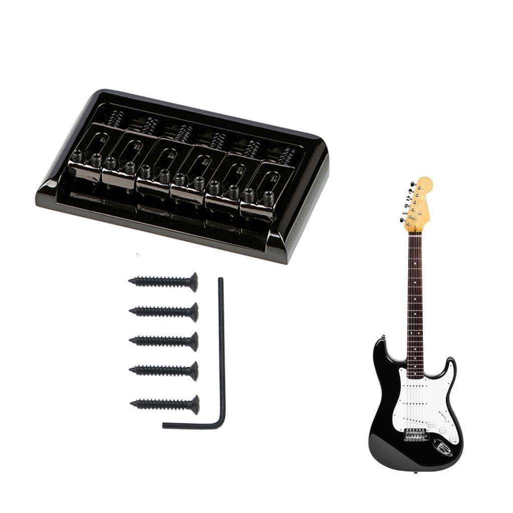 CEORPER 6 String Fixed Saddle Guitar Bridge Top Load Tailpiece with Mounting Screws & Wrench for Electric Guitar Parts Durable