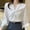 White, variant on DuoJiaJ Women's Blouse Satin Silk Shirt Button Down Shirt Casual Loose Long Sleeve Office Work Long Edition Blouse Women's Short Sleeve Shirts Beige L